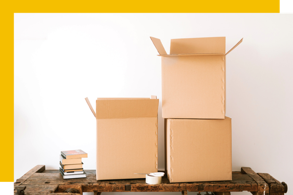 boxes piled up. 